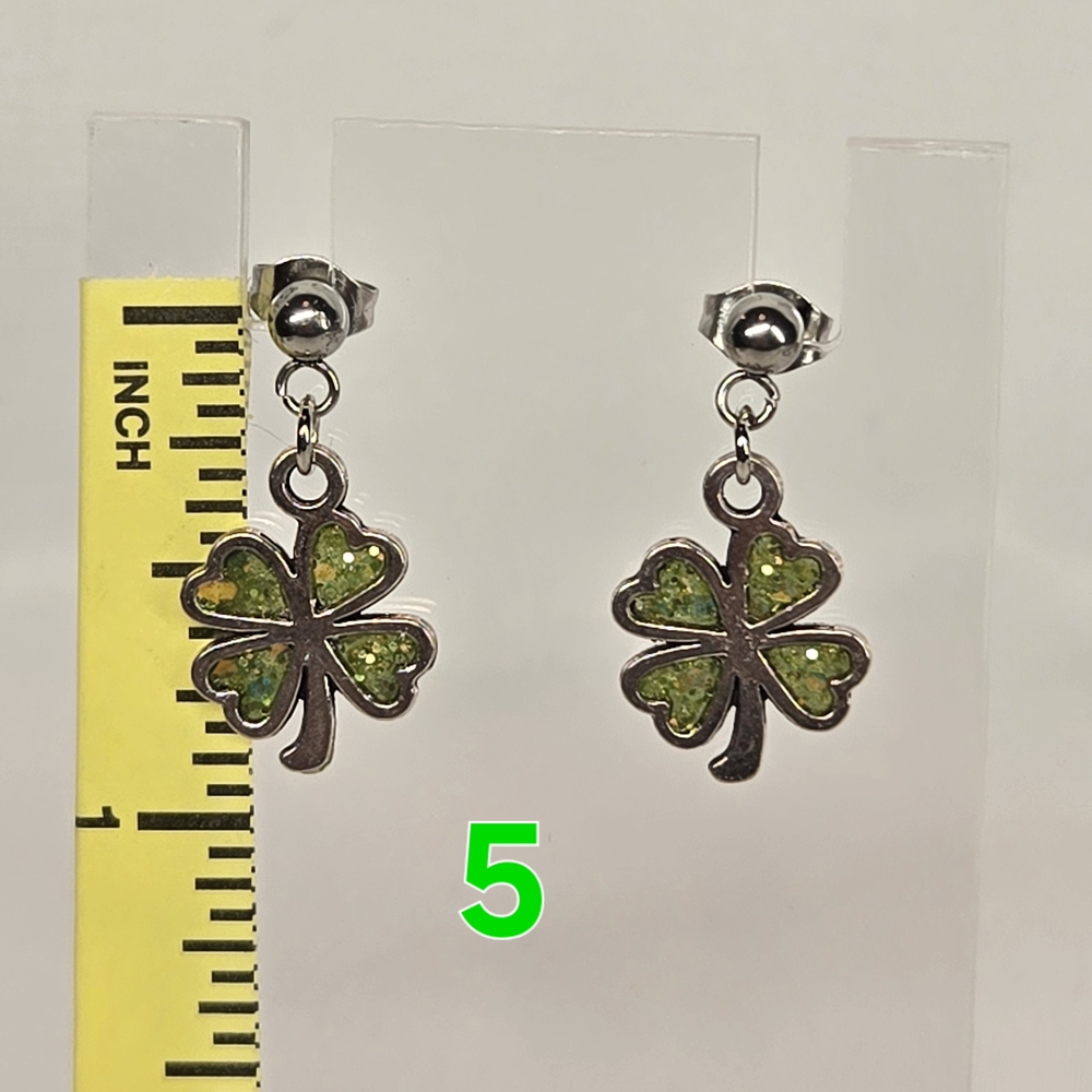 Shimmering Clover Drop Earrings - Picture 3 of 6